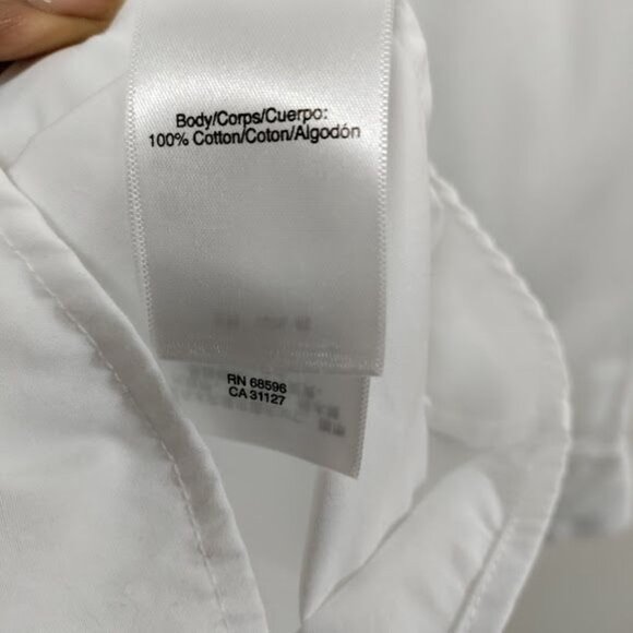 DKNY Cold-Shoulder Button down White Collared Shirt L - Picture 7 of 10